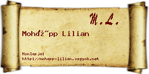 Mohápp Lilian névjegykártya